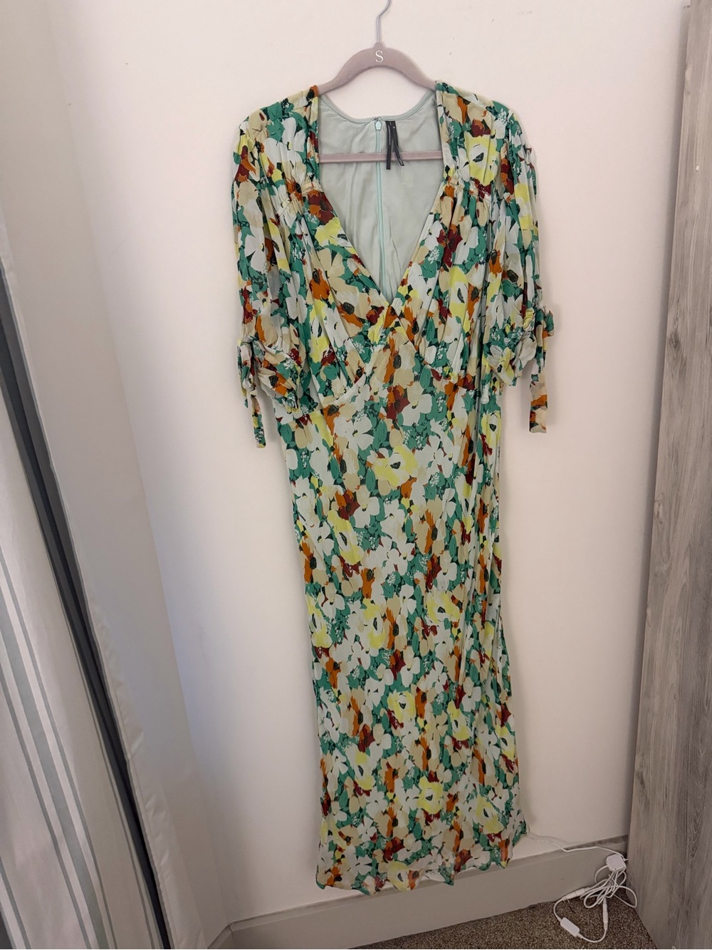 Anthropologie Mint Green Floral Maxi Dress